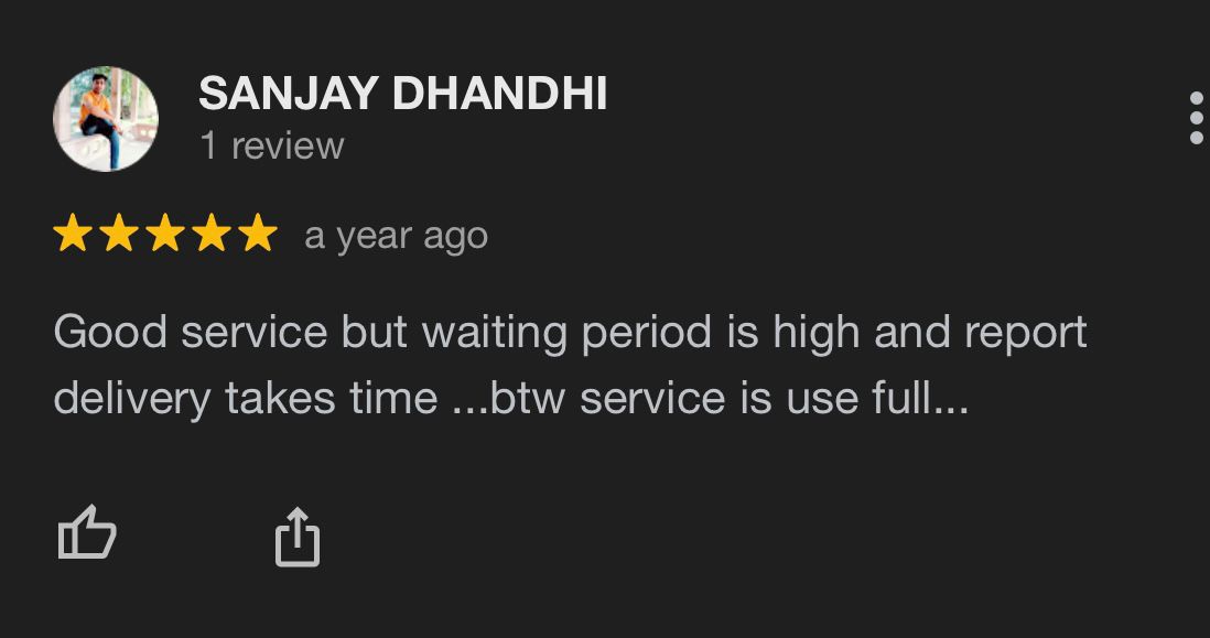 Google review from Sanjay Dhandhi
