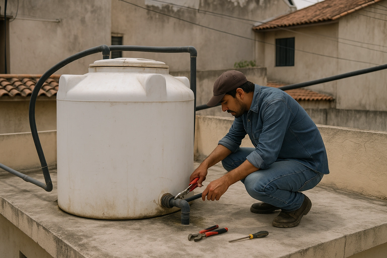 Overhead Tank Pipe Connection Repair