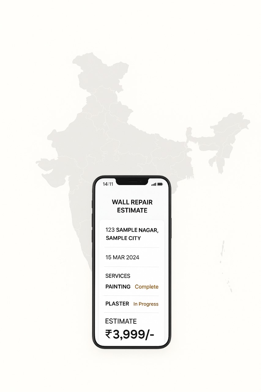 Phone mockup with India map background